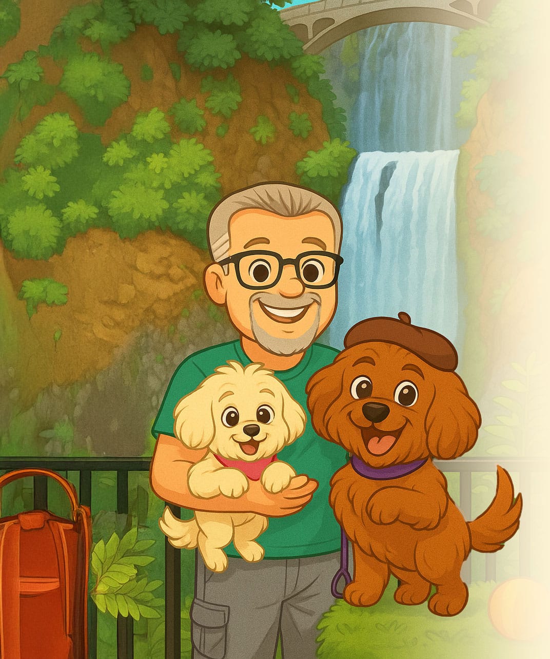 Jeff Evans with his dogs Bella and Mandy